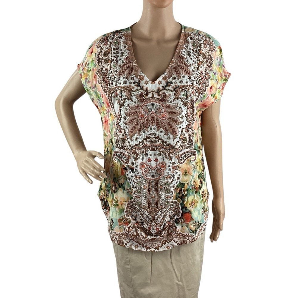 Soft Surroundings Patria Beaded Tunic Top Multicolor Medium